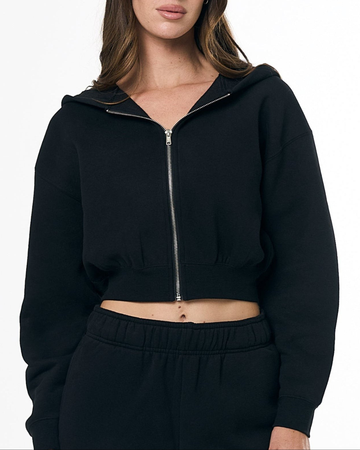 LuxeIcon Cozy Zip-Up Crop Hoodie