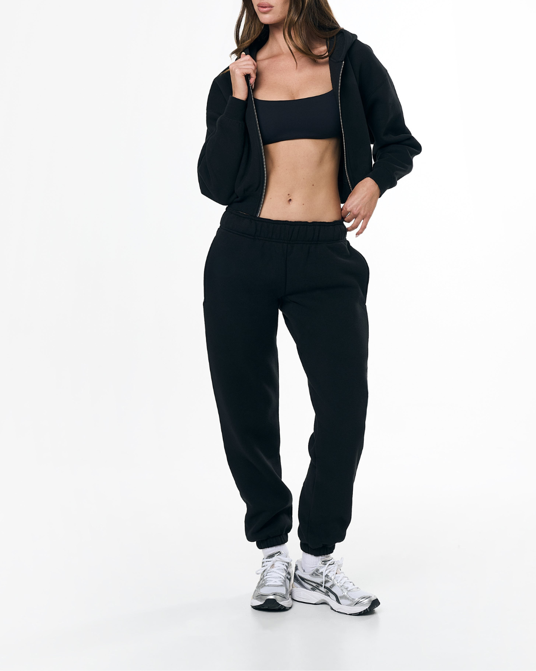 LuxeIcon Cozy Fermuarlı Crop Hoodie